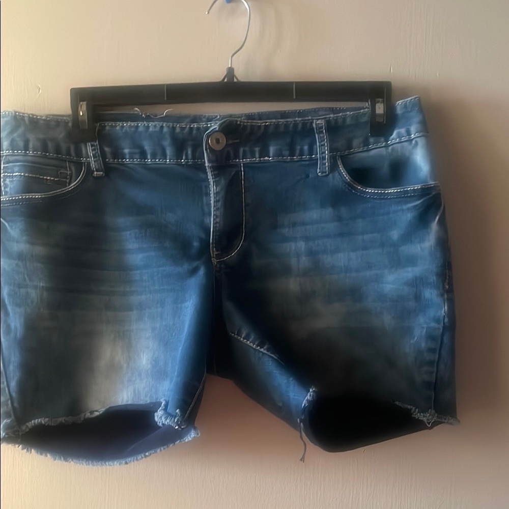 Ariya Blue Jean Shorts with Frayed Hems